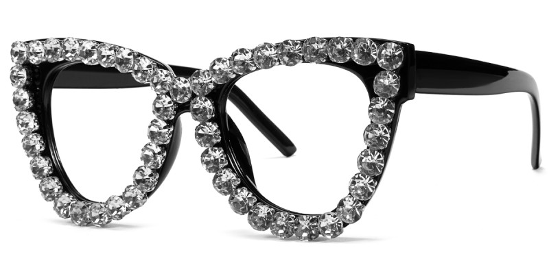 Cateye Rhinestone Black Frame