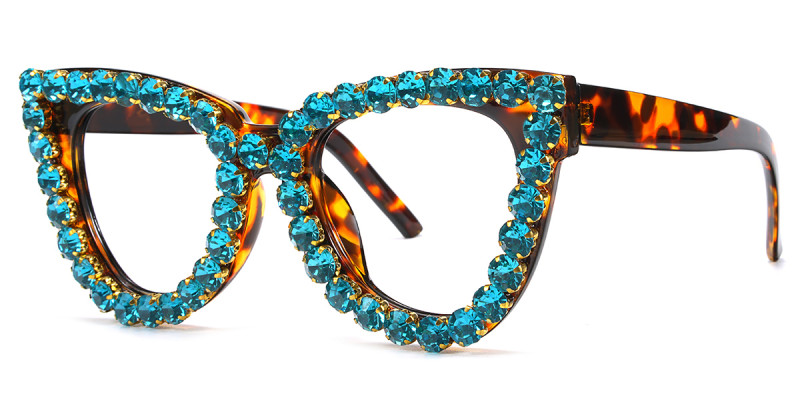 Cateye Rhinestone Blue Frame