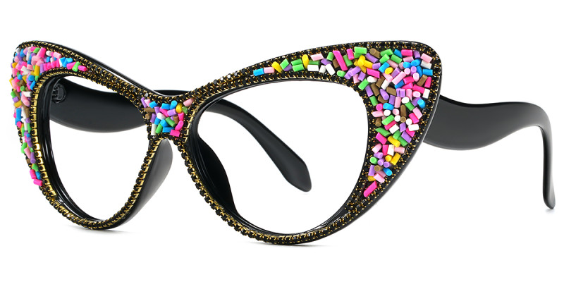 Cateye Black Rhinestone Candy Frame