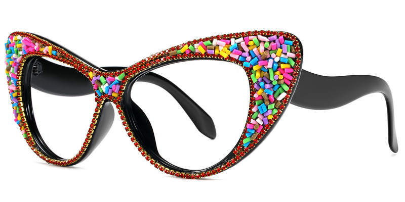 Cateye Red Rhinestone Candy Frame