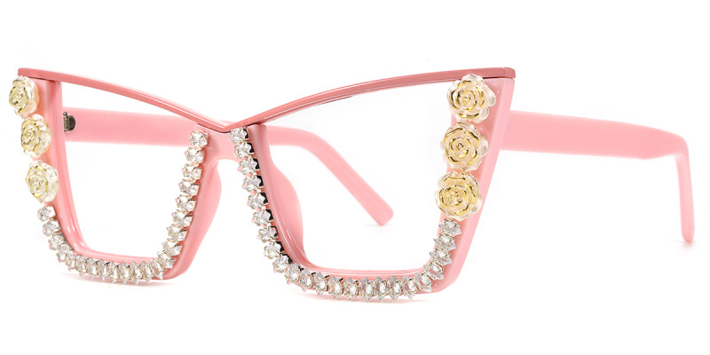 Cateye Rhinestone Pink Frame