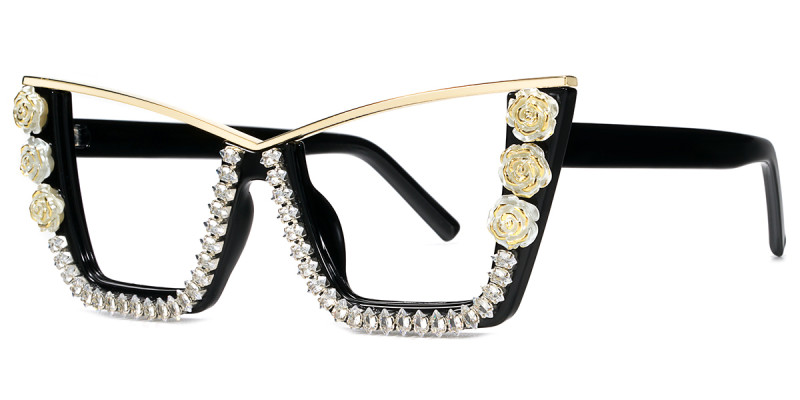 Cateye Rhinestone Black Frame