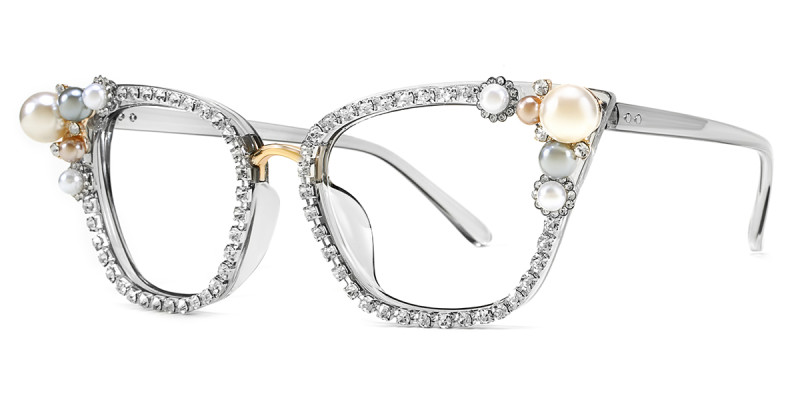 Cateye Rhinestone White Frame