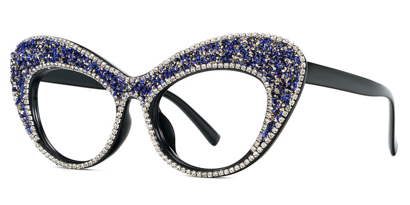 Cateye Rhinestone Blue Frame