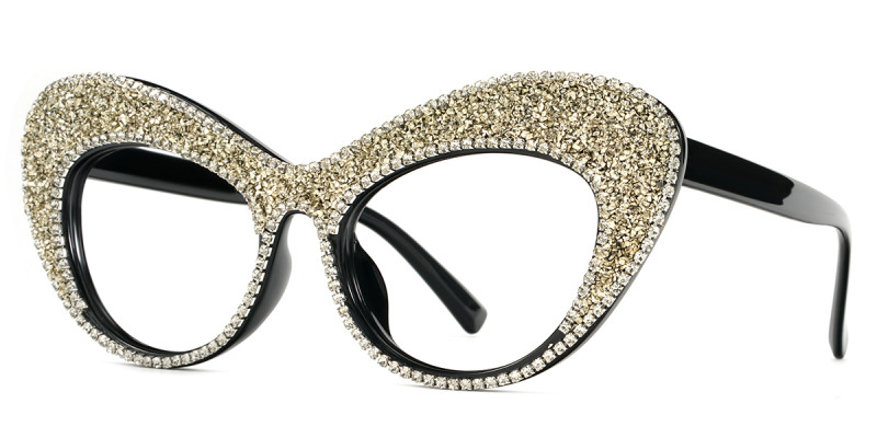 Cateye Rhinestone White Frame