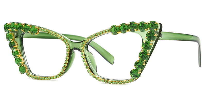 Cateye Rhinestone Green Frame