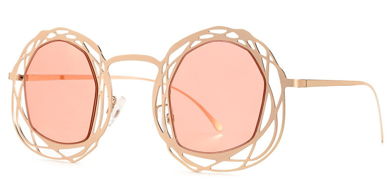 Round Pink Gold Sunglasses
