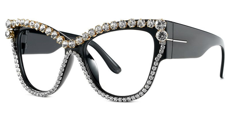 Cateye Black Rhinestone Frame