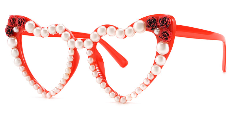 Heart-Shaped Red Pearl Frame