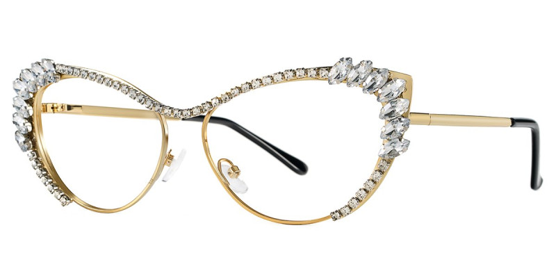 Cateye Rhinestone White Frame