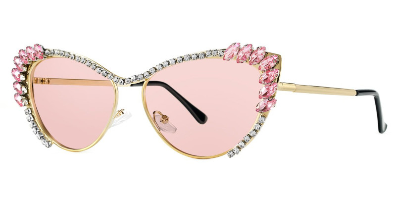 Cateye Rhinestone Pink Sunglasses