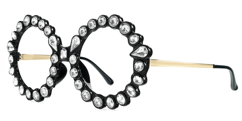 Round Rhinestone Black Frame