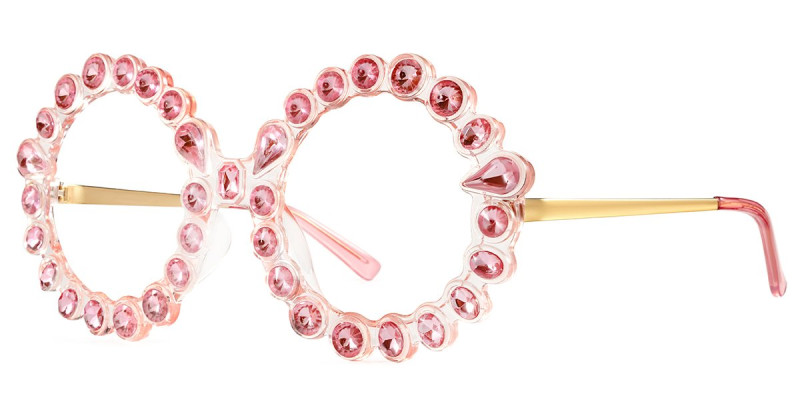 Round Rhinestone Pink Frame