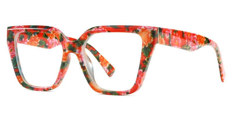 Square RedFloral Frame