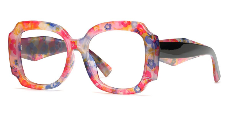 Geometric RedFloral Frame