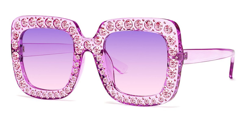 Square Purple Rhinestone Sunglasses