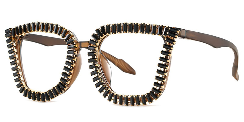 Square Brown Rhinestone Frame