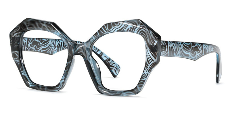 Geometric BlueFloral Frame