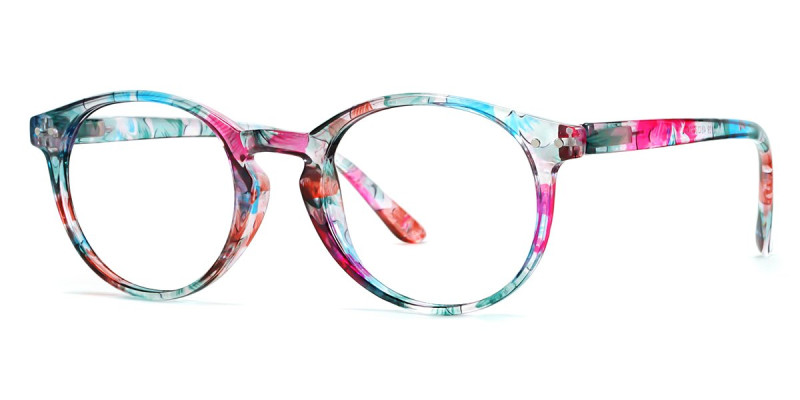 Round BlueFloral Frame