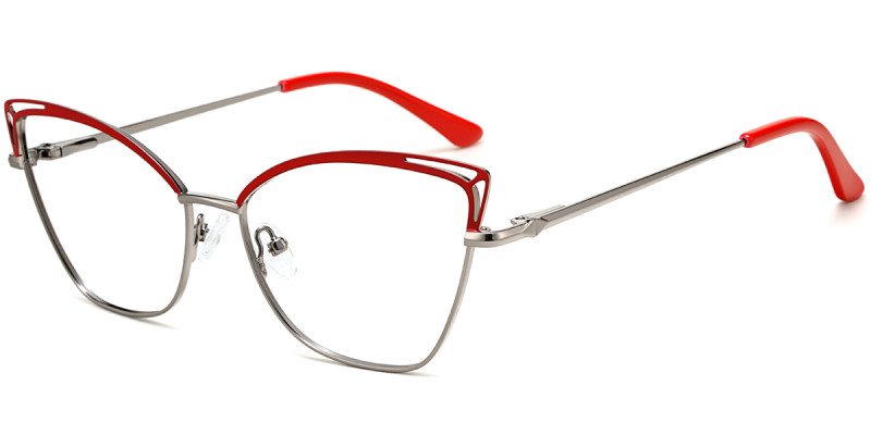 Cateye Red-Silver Frame