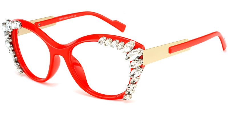 Oval Red Rhinestone Frame