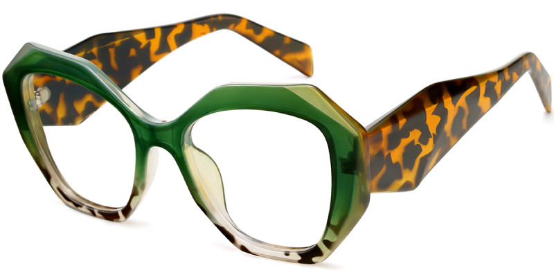 Geometric Green Tortoise Frame