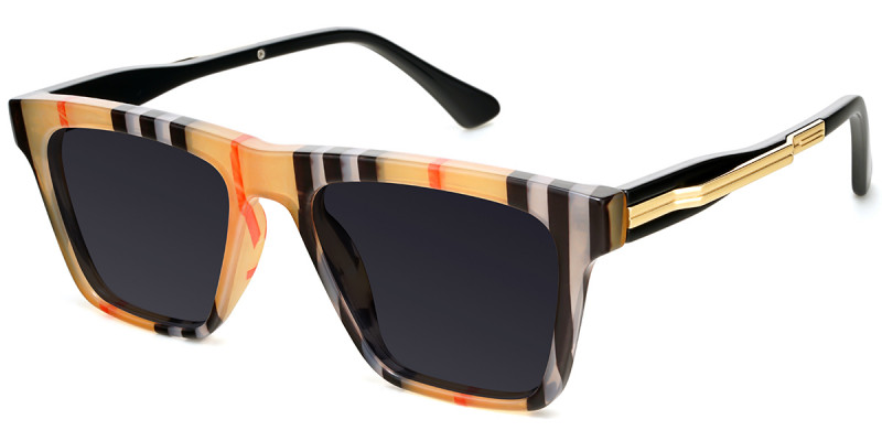 Rectangle Brown Stripe Sunglasses