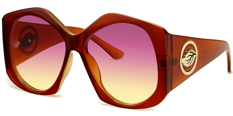 Geometric Brown Sunglasses