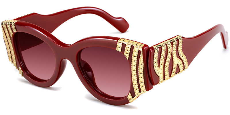 Oval Red Sunglasses