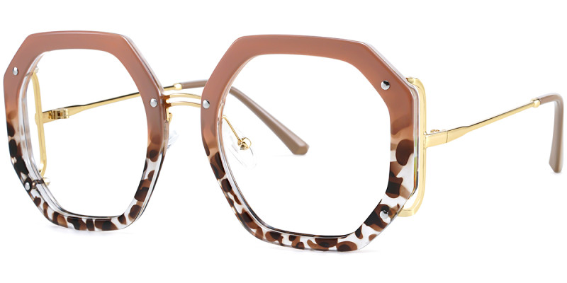 Geometric Brown Tortoise Frame