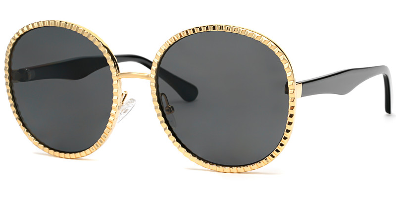 Round Black Gold Sunglasses