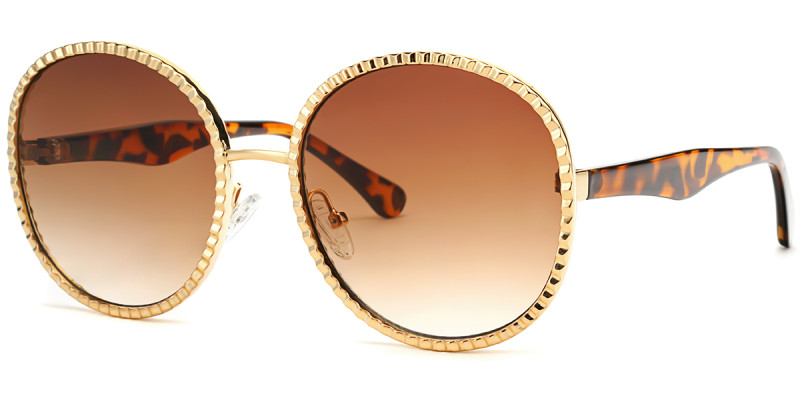 Round Tortoise Gold Sunglasses