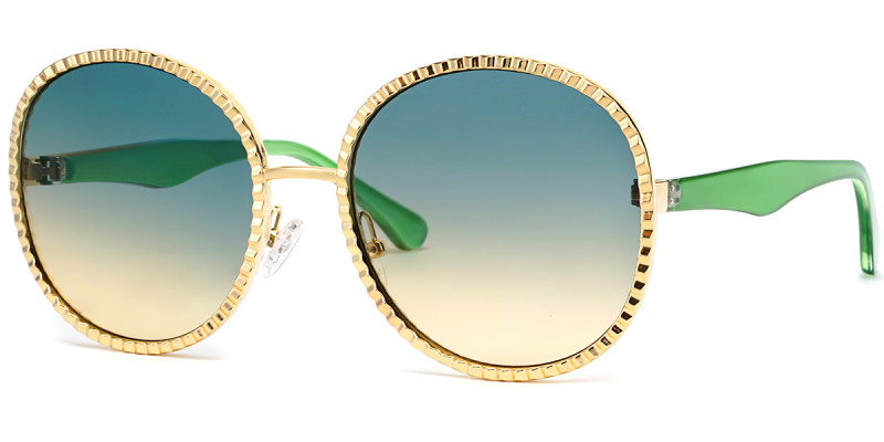 Round Green Gold Sunglasses