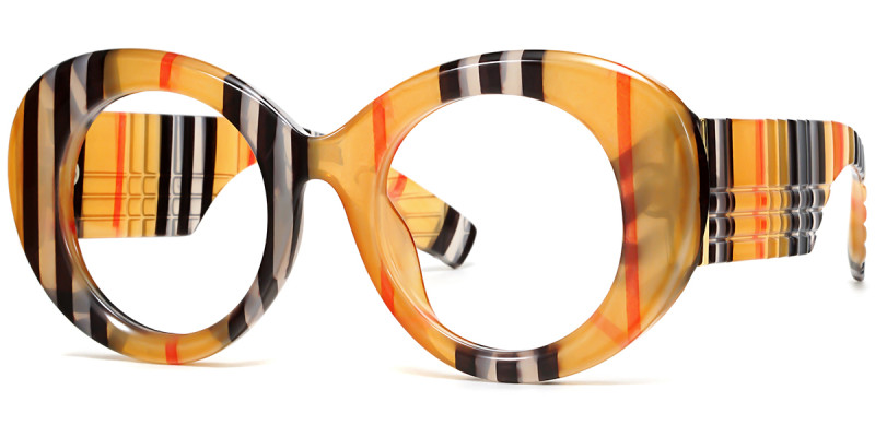 Round Brown Stripe Frame