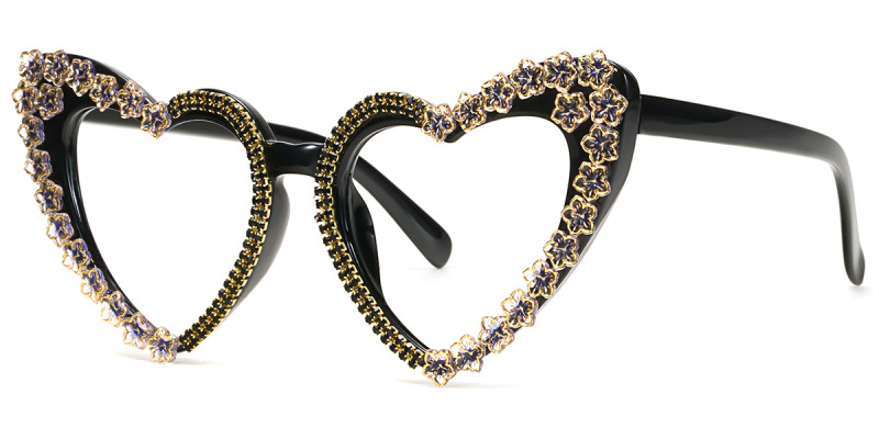 Heart-Shaped Black Rhinestone Frame