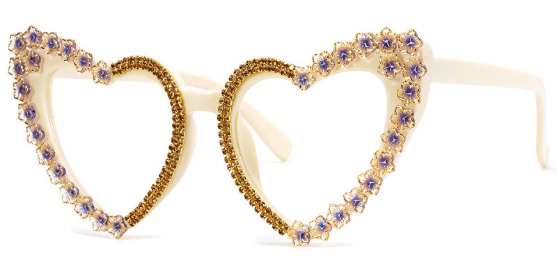 Heart-Shaped White Rhinestone Frame