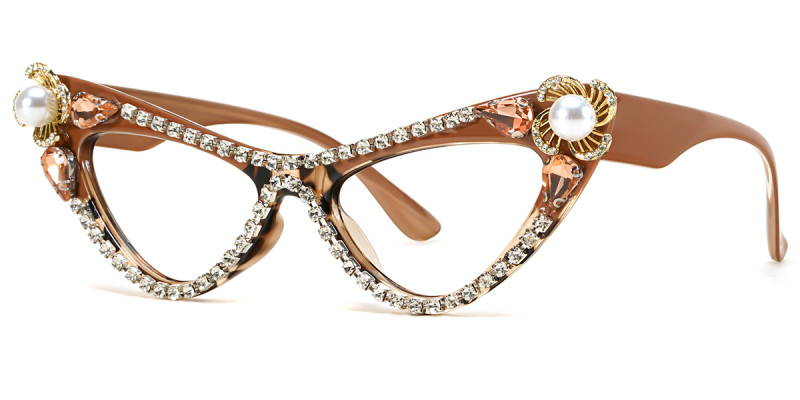 Cateye Rhinestone Brown Frame