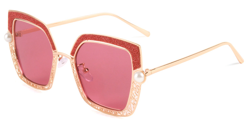 Square Red Sparkle Sunglasses