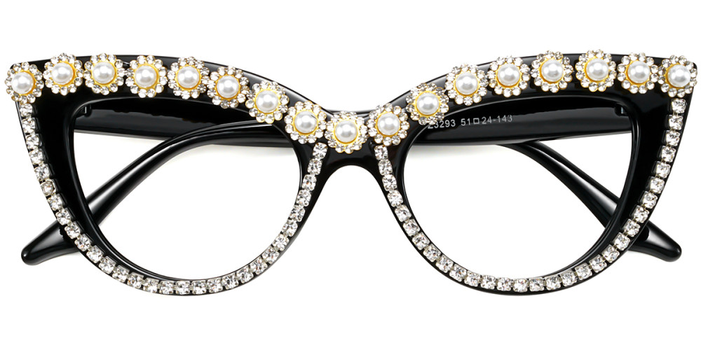 Elissa - Cateye Sparkle Pearl Black Frame | Ublins