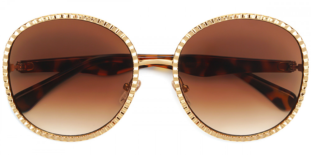 Round Tortoise Gold Sunglasses