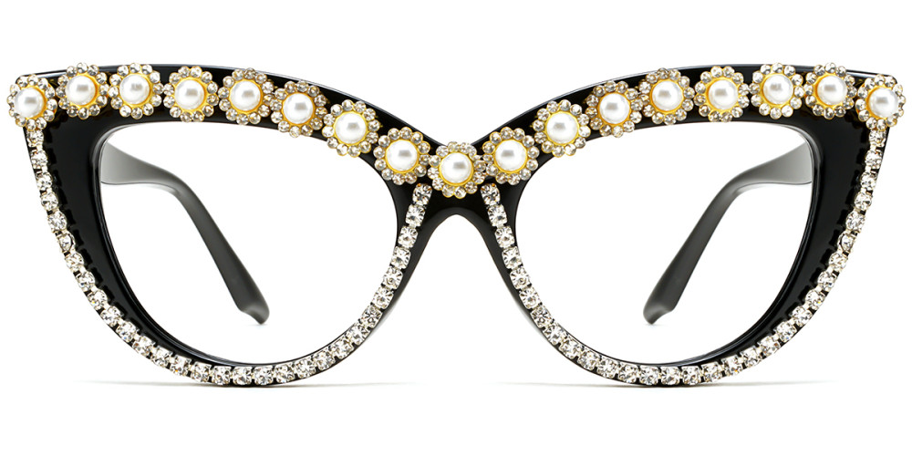 Elissa - Cateye Sparkle Pearl Black Frame | Ublins