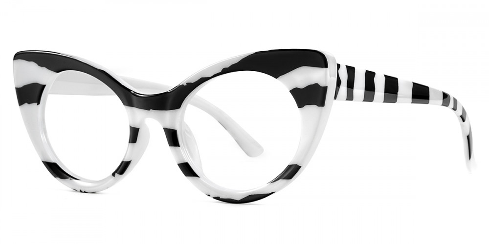 Cateye Black & White Stripes Frame