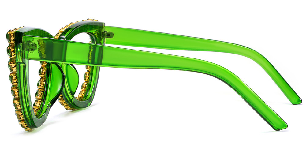 Cateye Rhinestone Green Frame