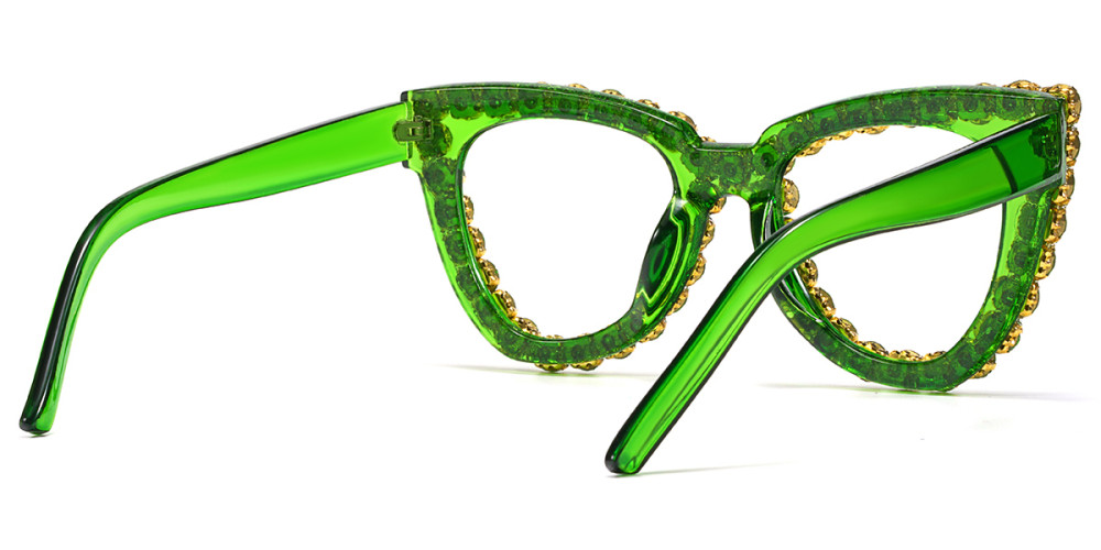 Cateye Rhinestone Green Frame