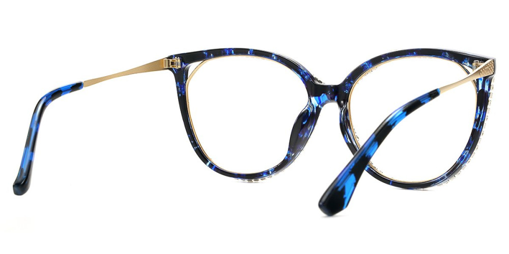 Round Rhinestone Blue Frame