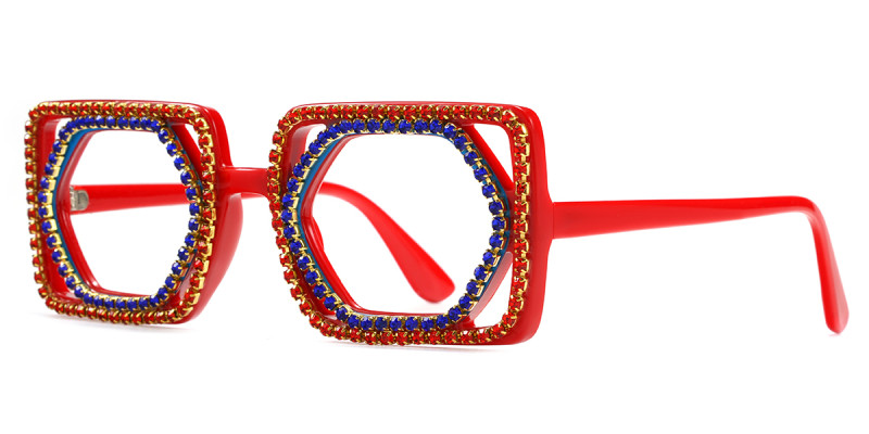 Rectangle Red&Blue Rhinestone Frame