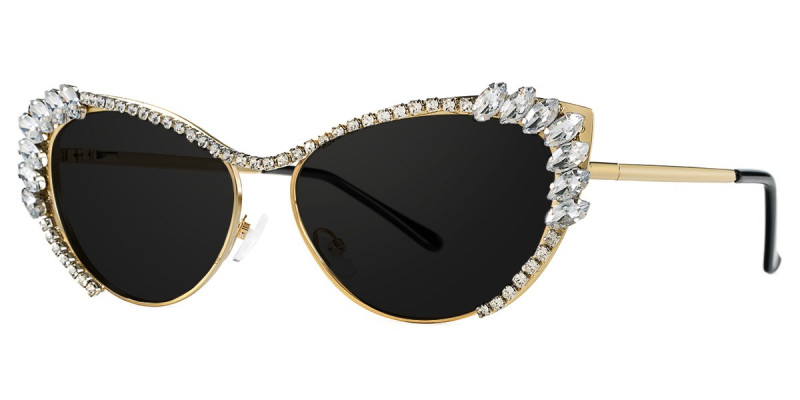 Cateye Rhinestone White Sunglasses