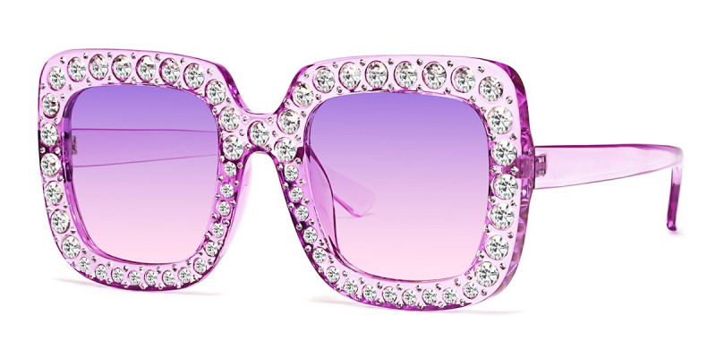 Square Purple Rhinestone Sunglasses