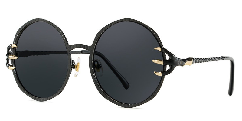 Round BlackSilver Sunglasses