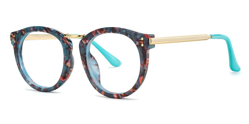 Round BlueFloral Frame